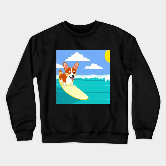 Surfing Corgi Dog Crewneck Sweatshirt by nicecorgi